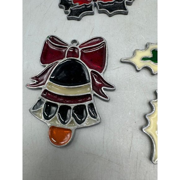 Set Of 6 Vintage Christmas-Themed Stained Resin Style Ornaments Handmade READ - Picture 7 of 16